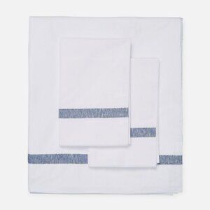 Maurizio Italy Tennis Speckle Queen Sheet Set Denim Blue